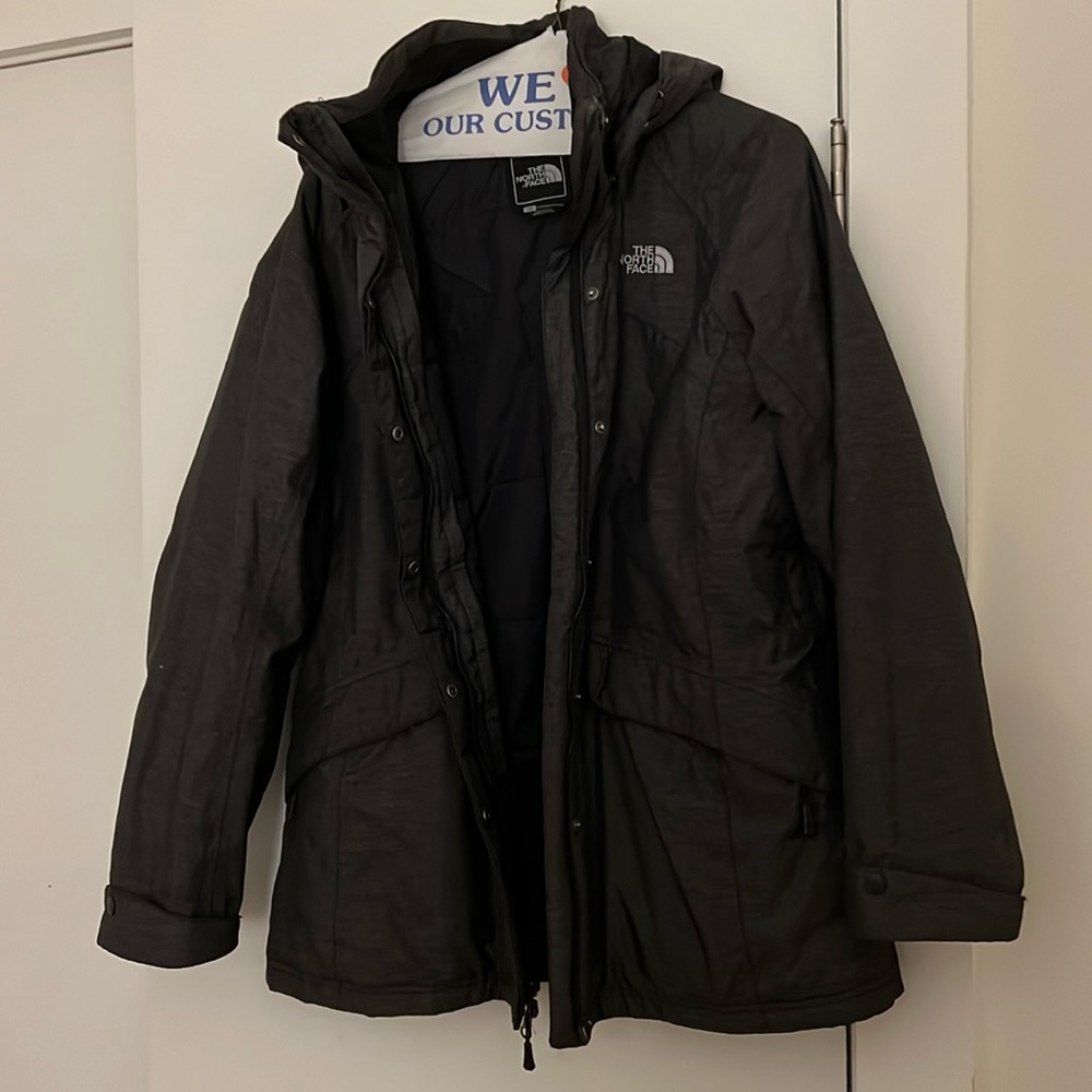 North Face dark grey jacket with hood